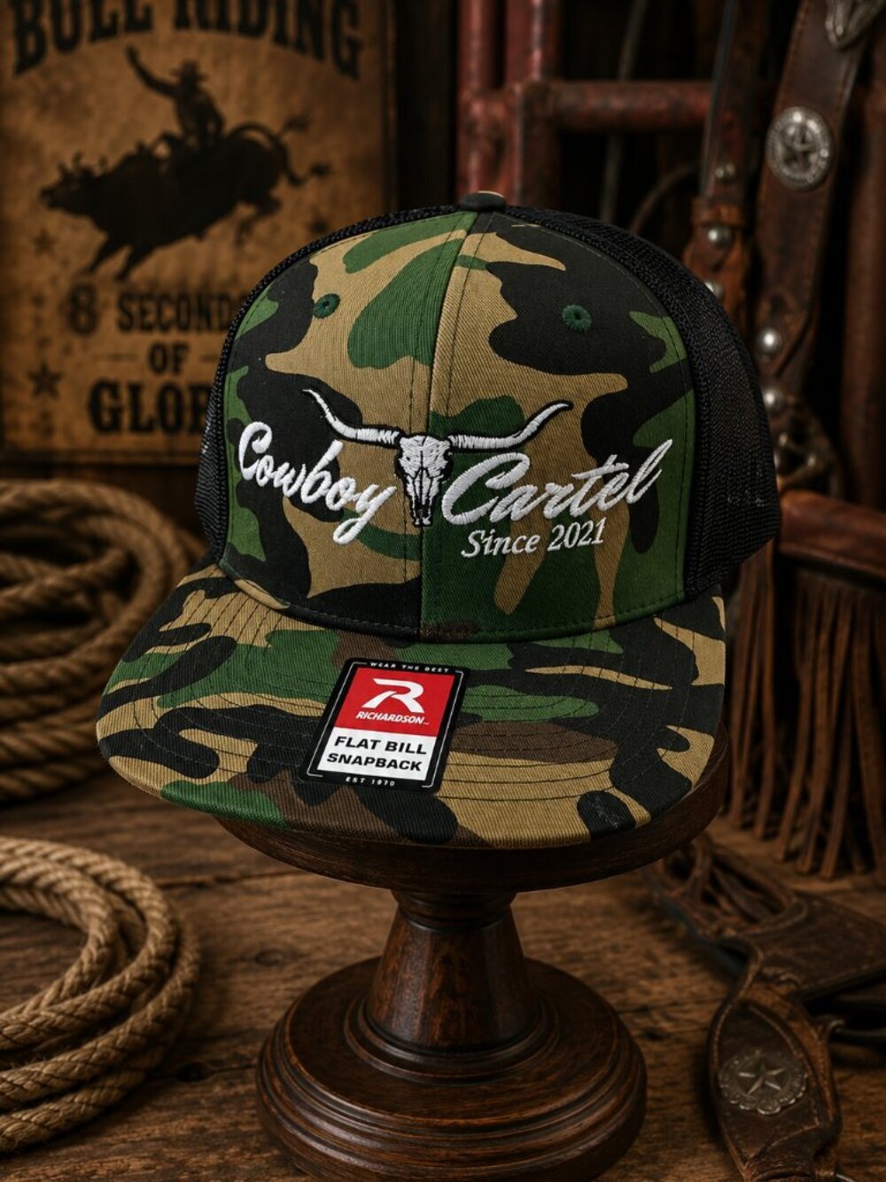 Cowboy Cartel Richardson Flat Bill Trucker Mesh Snapback Camouflage